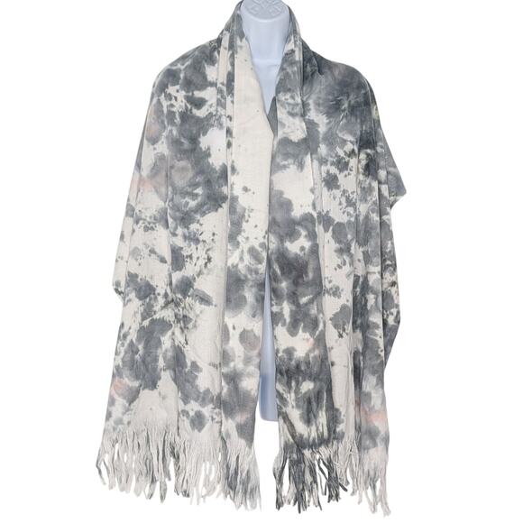 bp Accessories - Tie Dye Fringe Scarf by BP in Gray White Pink